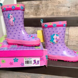 Stephen Joseph Size 8 Purple Unicorn Kids Rain Boots